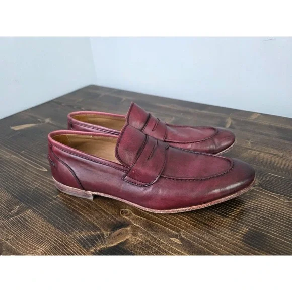 VERO CUOIO Italian Leather Slip On Mahogany Loafers Dress Shoes Italy Men's 10.5 - Picture 11 of 16